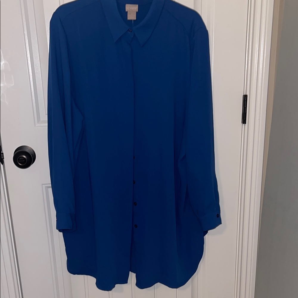 Chico's Vibrant Blue Collared Blouse